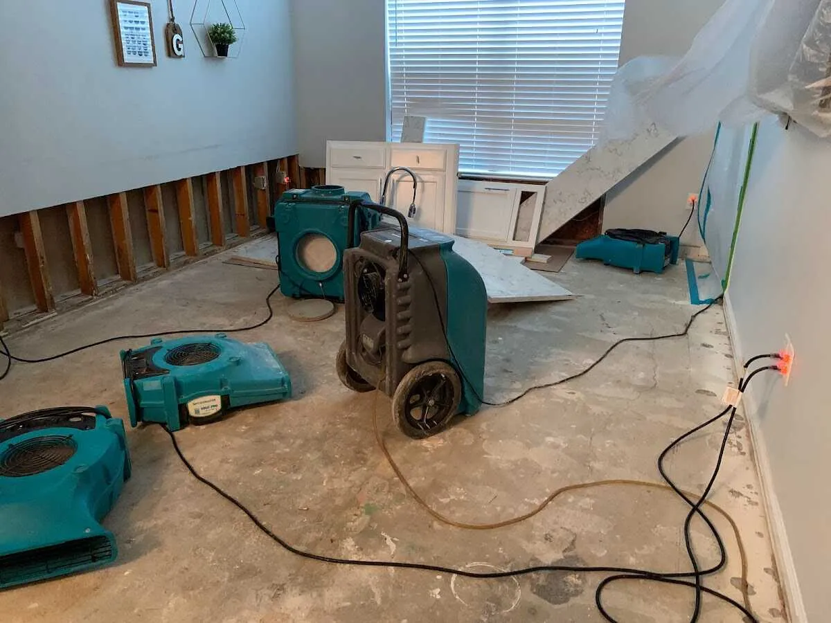 Dehumidifier in flood-cut room for Water Damage Restoration in Tanque Verde